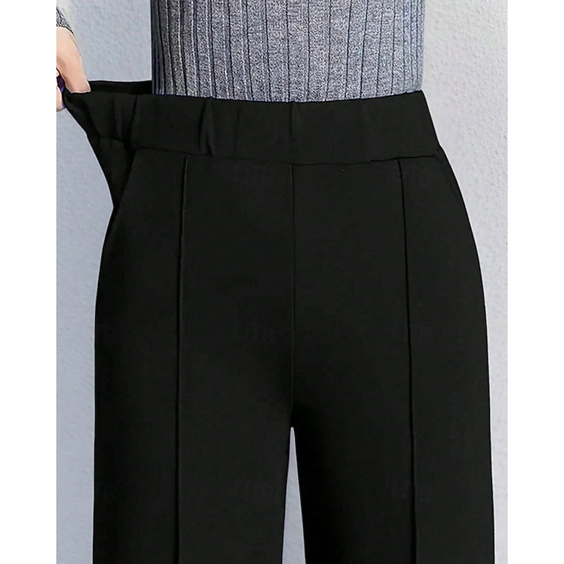Kessoro women's high-waist wide-leg tailored pants in black and white