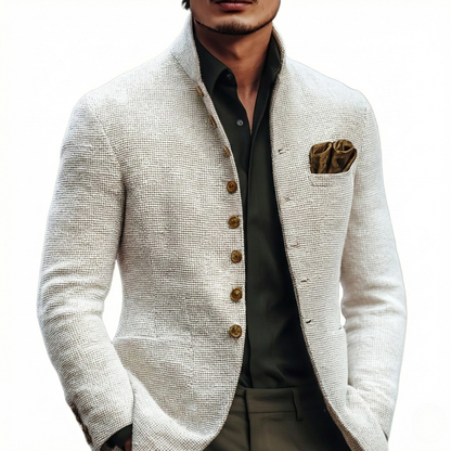 Kessoro Men's Single-Breasted Cotton-Blend Cardigan — view 3