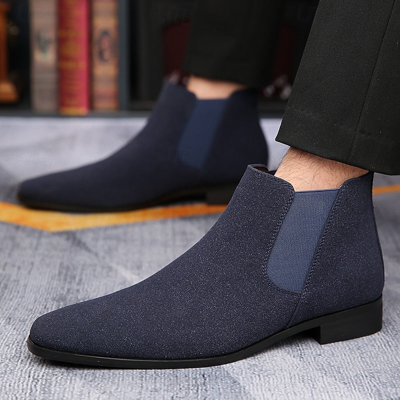 Kessoro men's classic elastic side panel ankle Chelsea boots in red brown, coffee, black, beige and blue - view 8