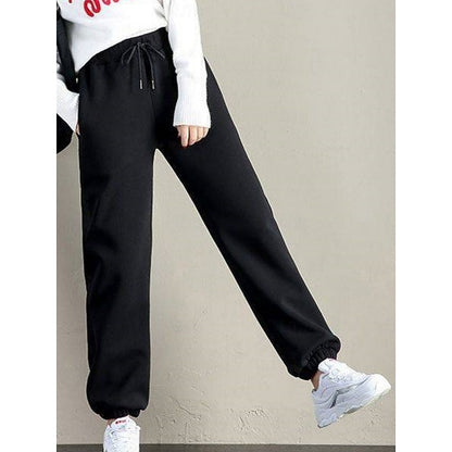 Kessoro women's high-waist fleece-lined drawstring joggers in pink, grey, black or yellow