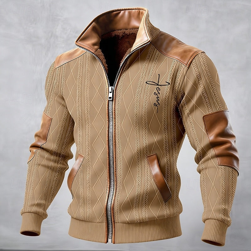 Kessoro Men's Insulated Stand-Collar Jacket in white, army green, khaki and more colours, image 3 of 6.