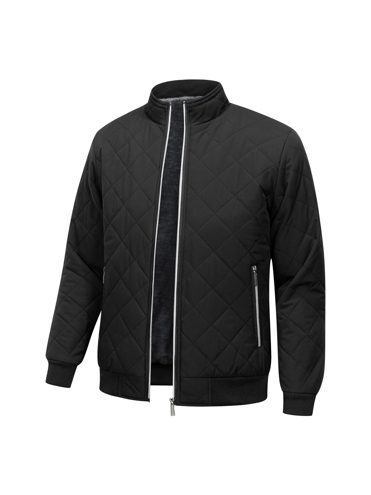 Kessoro unisex quilted bomber jacket in black with a full-length zip