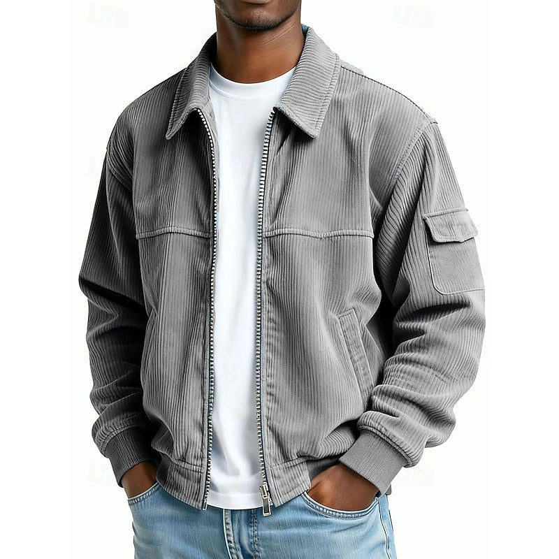 Kessoro Men's Ribbed Textured Jacket in navy blue, dark green, brown and more colours, image 6 of 13.