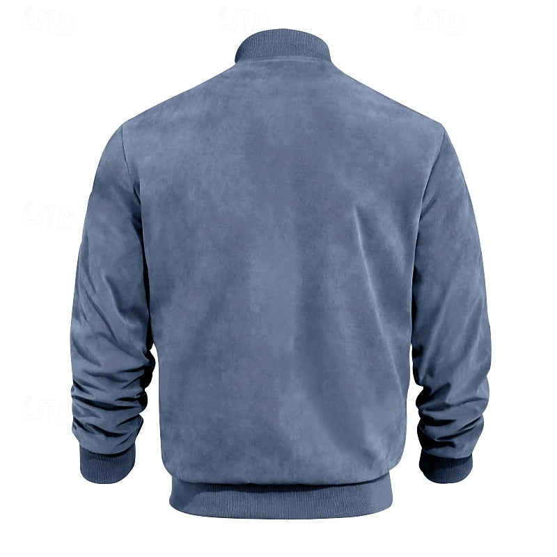 Kessoro men's lightweight stand-collar zip-up jacket in dark blue, blue, camel, black and army green – image 7 of 14