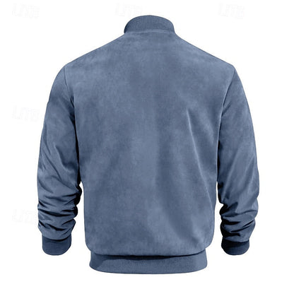 Kessoro men's lightweight stand-collar zip-up jacket in dark blue, blue, camel, black and army green – image 7 of 14