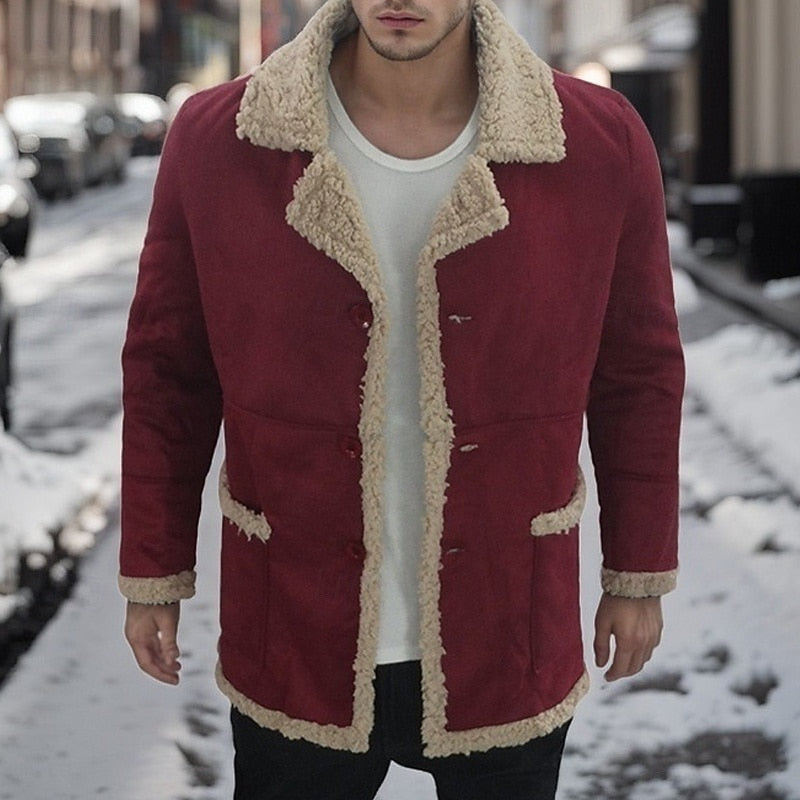 Kessoro Men's Plush-Lined Winter Jacket in yellow, red, coffee and more colours, image 2 of 3.