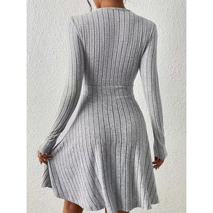 Kessoro women's wrap-neck A-line dress with a defined waist and softly flared skirt
