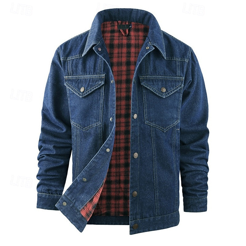 Kessoro men's rugged check-lined everyday jacket in brown, dark blue, black and green
