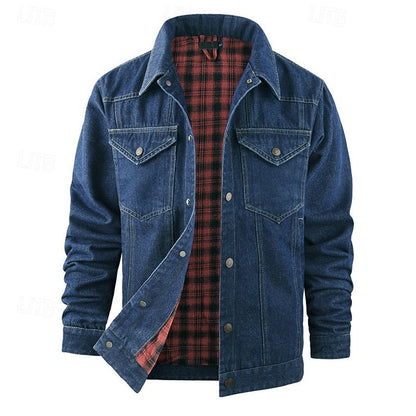 Kessoro men's rugged check-lined everyday jacket in brown, dark blue, black and green