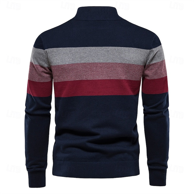 Kessoro quarter-zip ribbed knit sweater for men in Black, view 2