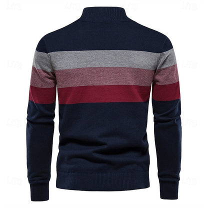 Kessoro quarter-zip ribbed knit sweater for men in Black, view 2