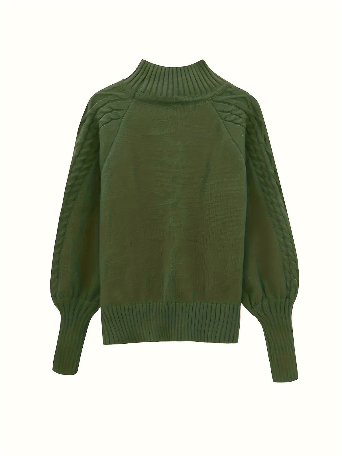 Kessoro women's cable-knit half-high collar sweater in black, red, grey, khaki and green – view 6
