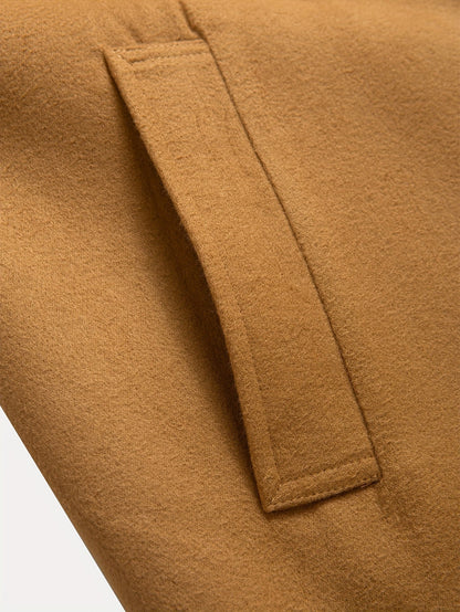 Kessoro men's tailored longline overcoat in brown or navy, view 5 of 13