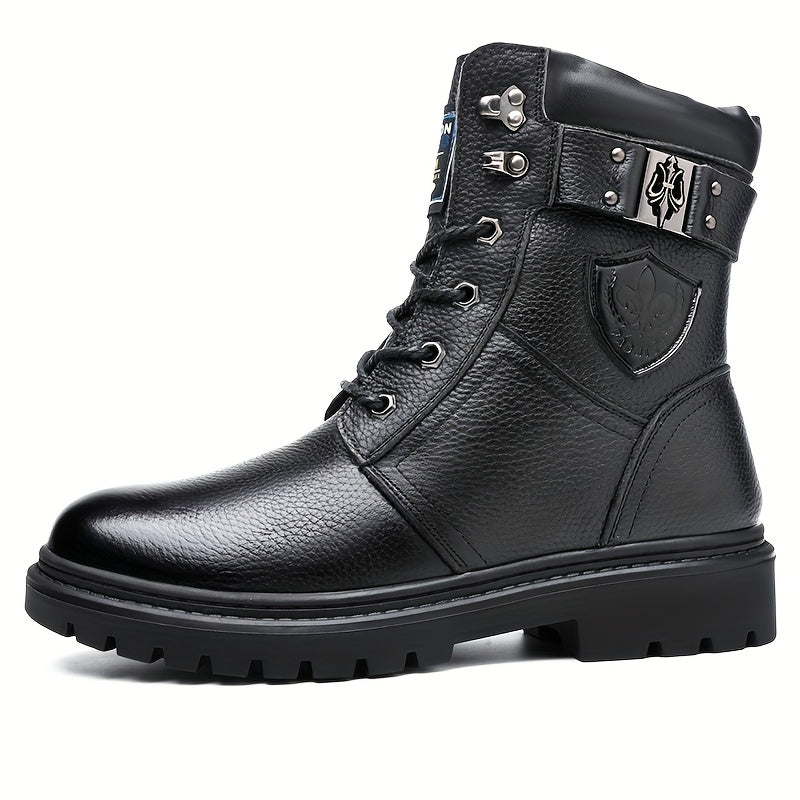Kessoro men's insulated fleece-lined high-top cold-weather boots in black and brown