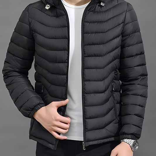 Kessoro Women's Hooded Quilted Puffer Jacket in black and grey, image 1 of 11.