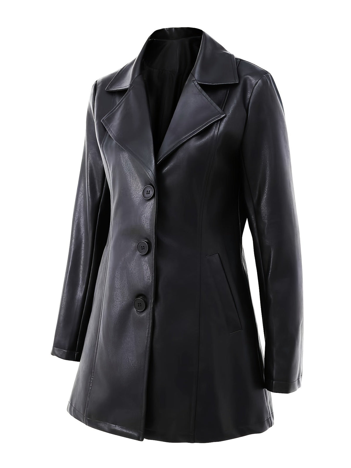 Kessoro women's tailored mid-length coat in black, view 3 of 7