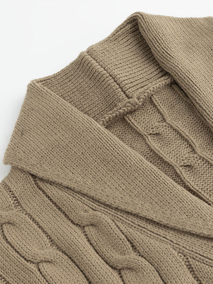 Kessoro men's shawl collar cable knit cardigan in refined classic colourways