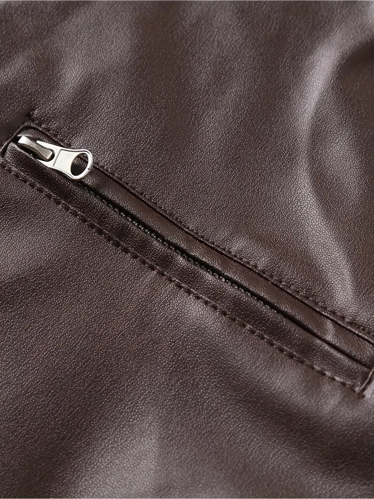 Kessoro men's stand-collar zip-front moto jacket in black and coffee brown - product view 11