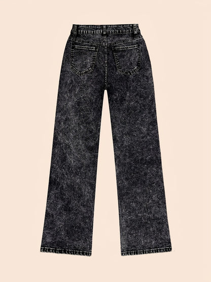 Kessoro women's high-waisted wide-leg jeans in a classic blue denim colourway