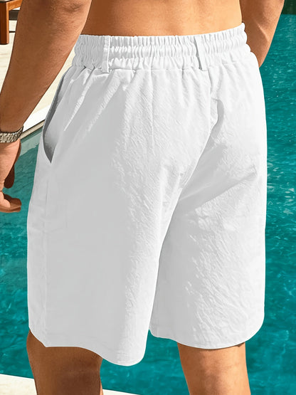 Kessoro men's relaxed-fit drawstring casual shorts in beige, royal blue, white, black and green