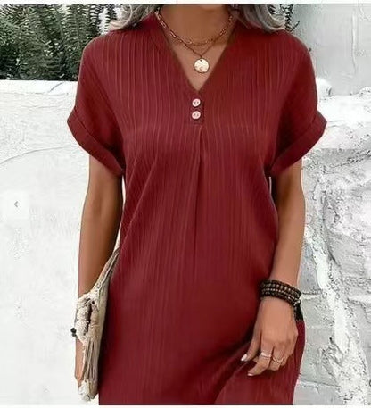 Women's relaxed fit lightweight midi dress with a softly flowing silhouette