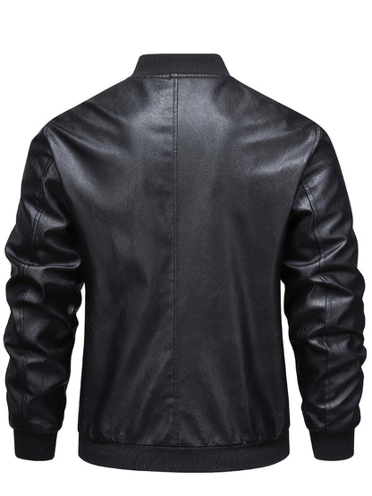 Kessoro men's slim-fit zip-up bomber jacket in black - product view 2