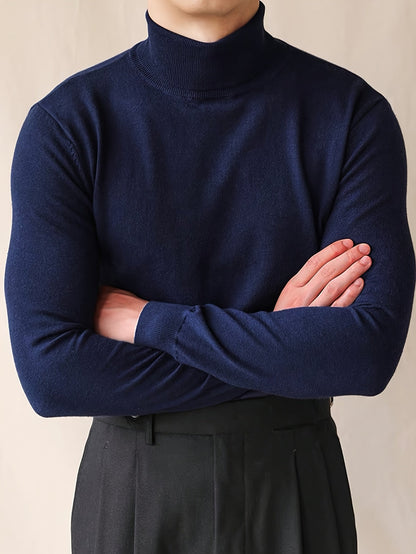 Kessoro women's high-neck turtleneck top in navy, black or burgundy, view 3 of 18