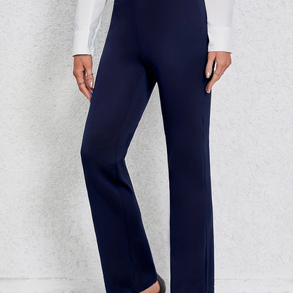 Kessoro women's refined stretch straight-leg pants in black and navy - product view 6