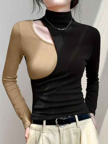 Kessoro women's slim-fit cutout mock neck top in black – image 6 of 6
