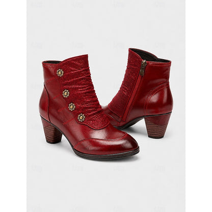 Kessoro women's stacked block heel side-zip ankle boots in wine, blue and black - view 4