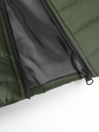 Kessoro Men's Quilted Stand-Collar Puffer Vest in military green and royal blue - men's apparel, view 8 of 19
