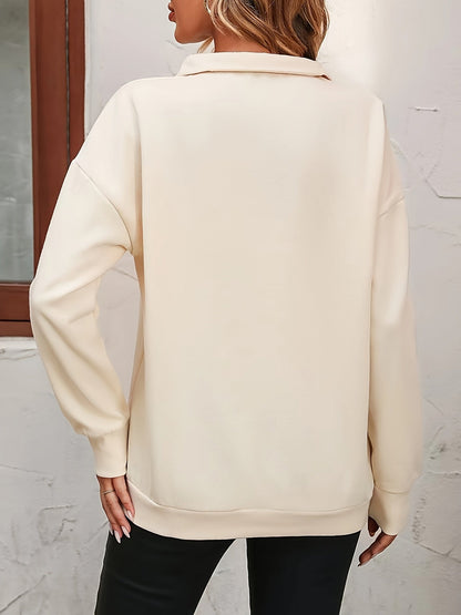 Kessoro women's relaxed collared half-zip sweatshirt in soft everyday colourways