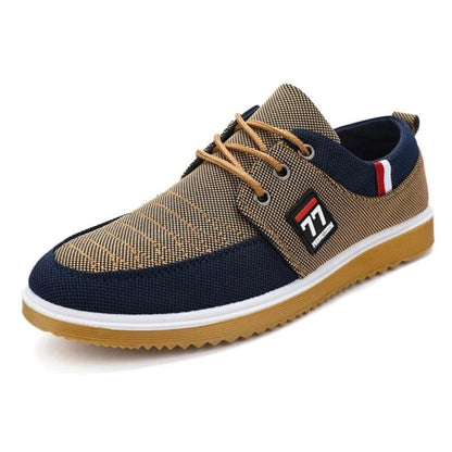 Kessoro men's two-tone canvas cushioned lace-up shoes in brown and navy blue colorways - men's footwear
