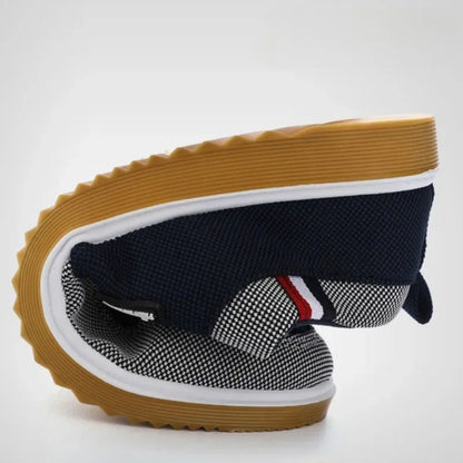 Kessoro men's two-tone canvas cushioned lace-up shoes in brown and navy blue colorways - men's footwear
