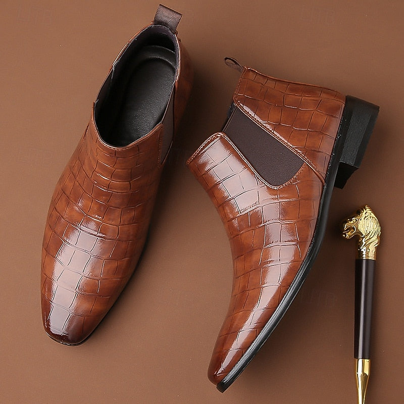Kessoro Men's Polished Slip-On Chelsea Boots in black and brown tones - men's footwear, view 8 of 13