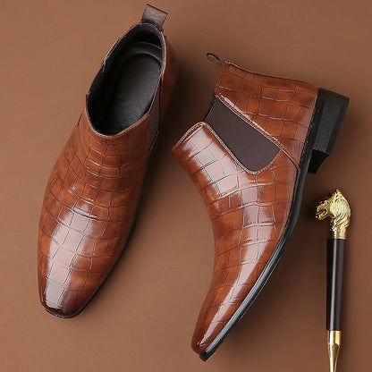 Kessoro Men's Polished Slip-On Chelsea Boots in black and brown tones - men's footwear, view 8 of 13