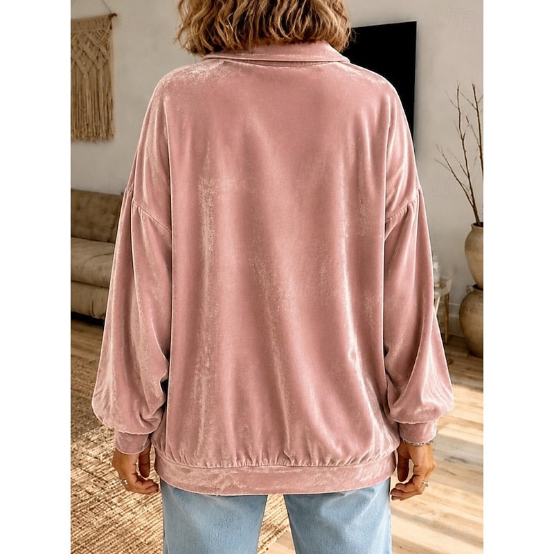 Kessoro women's relaxed collared pullover in pink, view 2 of 3