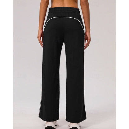 Kessoro women's relaxed side-stripe straight-leg joggers in wine, black or pink