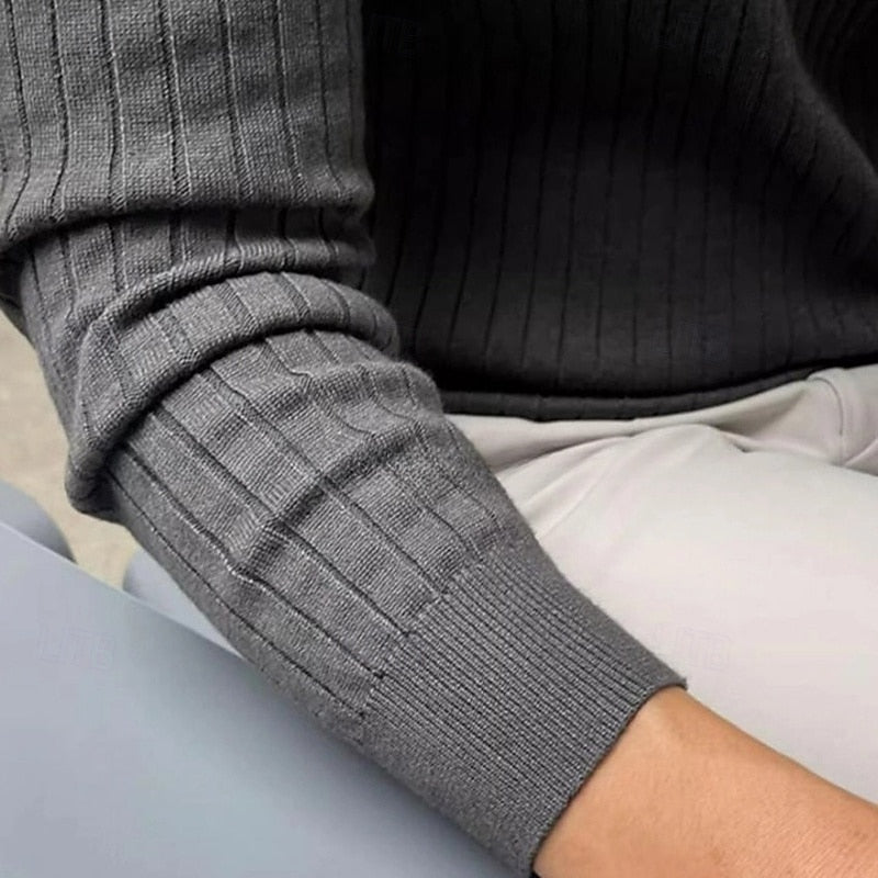 Kessoro ribbed slim-fit henley sweater for men in Brown, view 5