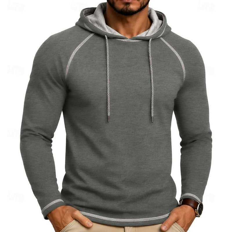 Kessoro men's raglan-sleeve drawstring pullover hoodie in assorted colourways, view 19