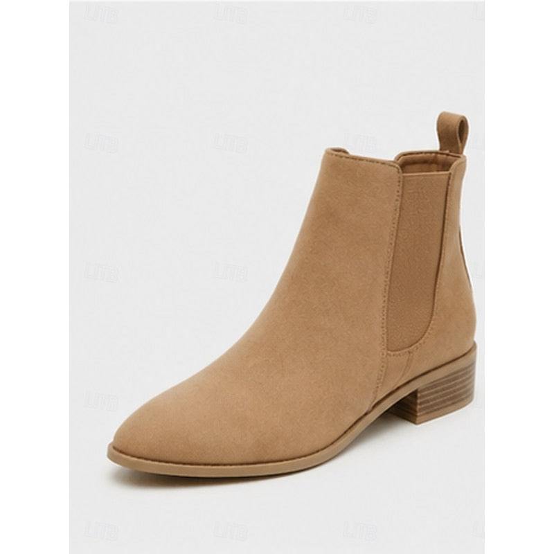 Kessoro women's pointed-toe low block heel ankle boots in khaki, gray, black, dark brown and beige - view 9