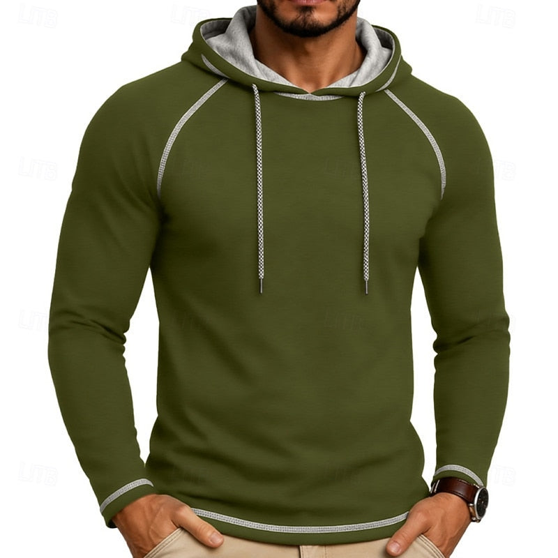Kessoro men's raglan-sleeve drawstring pullover hoodie in assorted colourways, view 16