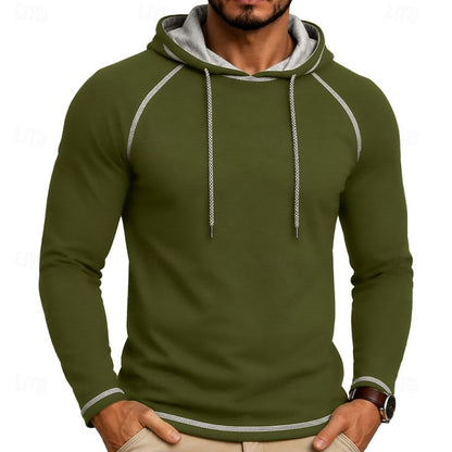 Kessoro men's raglan-sleeve drawstring pullover hoodie in assorted colourways, view 16