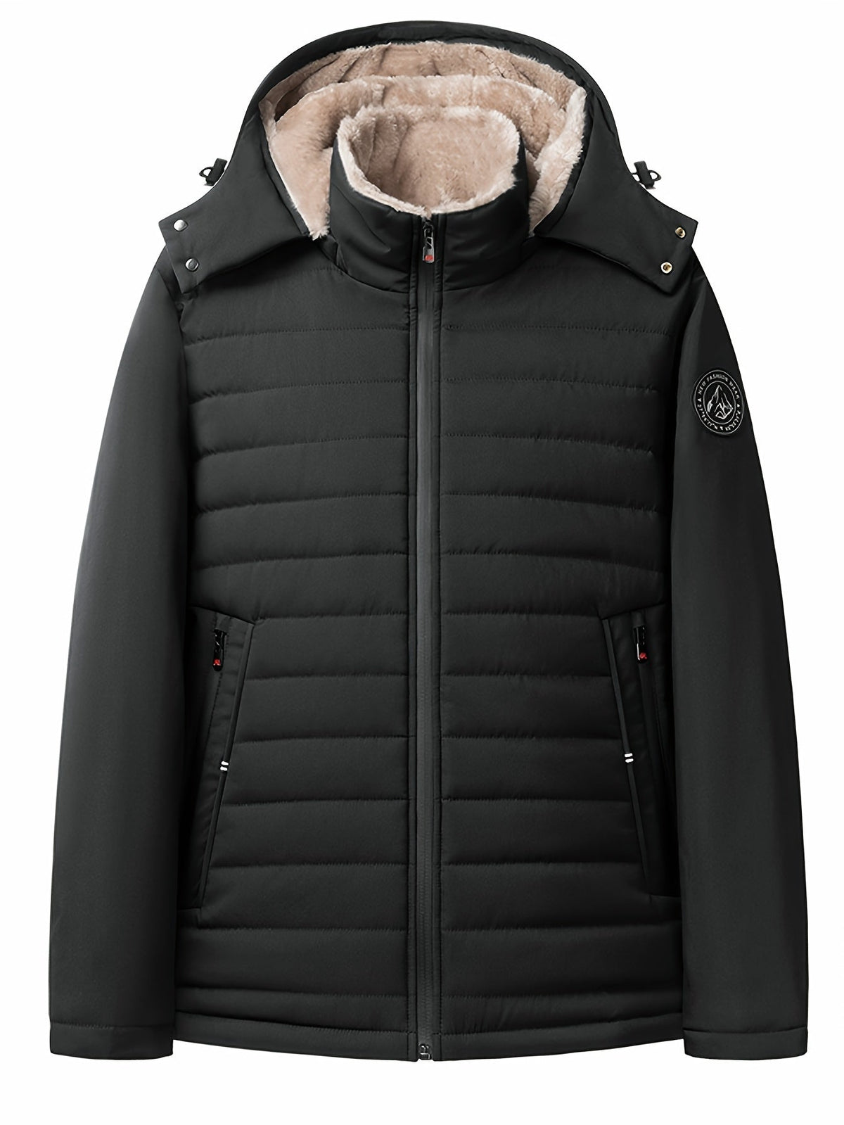 Kessoro men's hooded insulated quilted coat in black and grey - product view 4