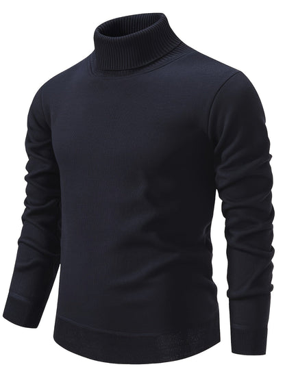 Kessoro men's cozy ribbed roll-neck sweater with a lined interior in muted winter colourways