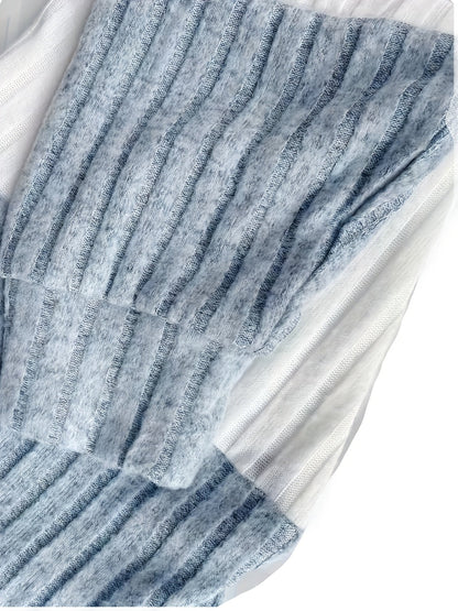 Kessoro women's textured colour-block hooded jacket in sky blue, green and black - product view 5