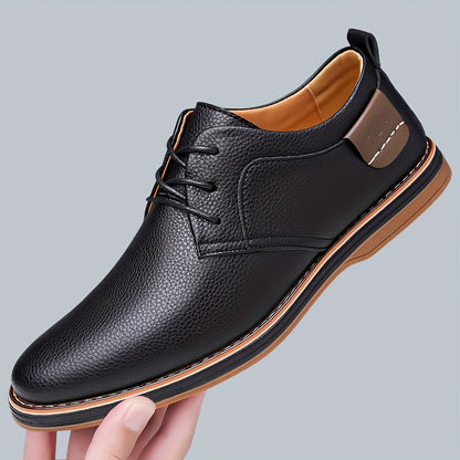 Men's classic leather-look lace-up derby shoes in brown and black, view 11