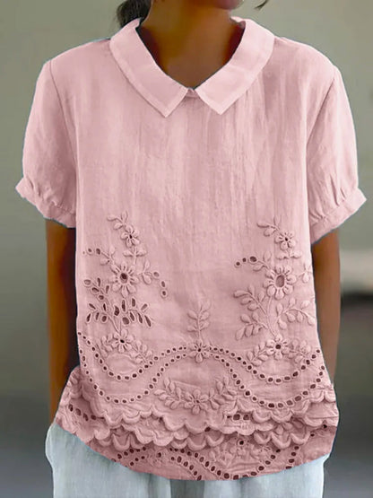 Kessoro women's floral embroidered casual shirt in pink, white, blue, green, purple, orange and red