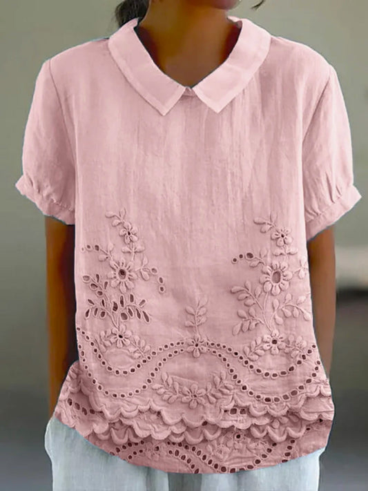 Kessoro women's floral embroidered casual shirt in pink, white, blue, green, purple, orange and red