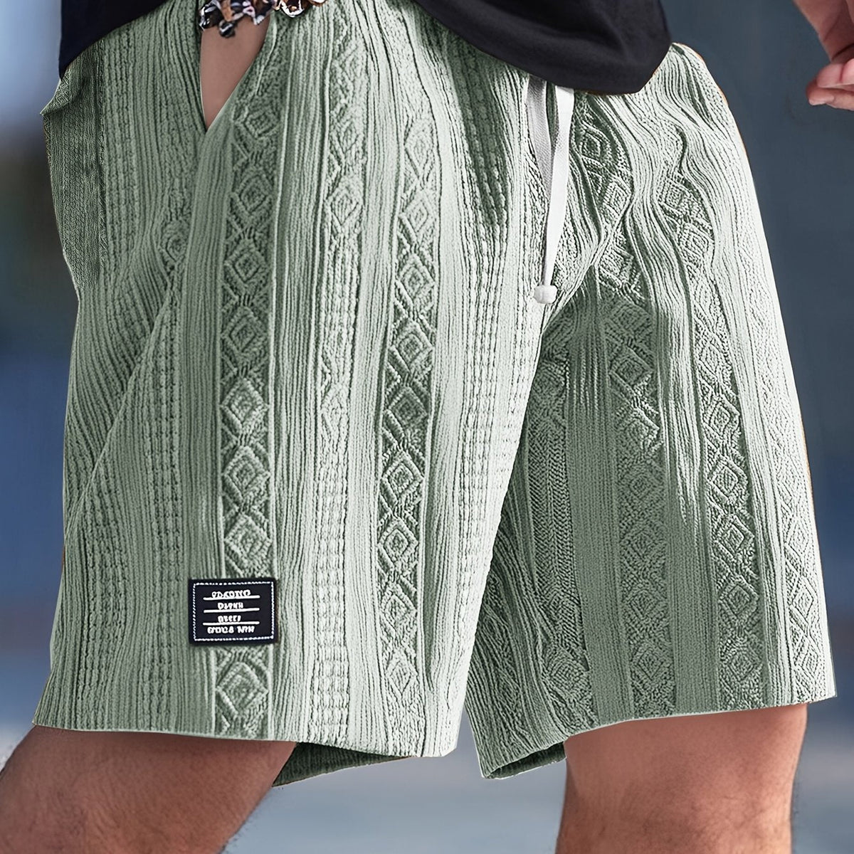 Kessoro men's textured drawstring waist casual shorts in brown, white, black, grey and blue